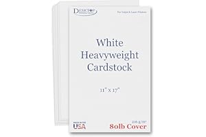 11" x 17" Cardstock Sheets for Laser Printers - 50 Sheets - 80lb Cover - White - Tabloid Size - Perfect for Flyers, Menu's, P