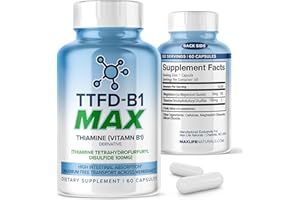 TTFD Thiamine B1 Supplement 60Capsules Made in USA- Thiamine TTFD Vitamin B1 MAX, High-Potency Supplement for Energy & Focus, Supports Healthy Nerve Function & Overall Wellness by MaxLife Naturals