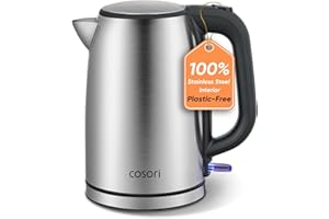 COSORI Electric Kettle, Stainless Steel Tea Kettle, Plastic-free Inner Lid, Filter and Spout, Easy to Clean, Automatic Shut Off & Boil-Dry Protection, Hot Water Boiler & Heater, 1.7L, 1500W