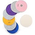 8PCS Diamond Polishing Pads 6 Inch, Wet/Dry Concrete Polish Tools Kit for Drill, Grinder, Polisher, 50-3000 Grit Polishing Set for Marble Granite Quartz Stone