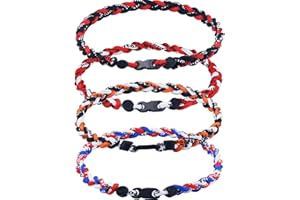 SHEHARUHI 4 PCS Baseball Necklaces Three Braided Rope Tornado Necklaces Baseball Rope Necklaces Sports Titanium Necklace for Men Softball Player Fans Sports Team