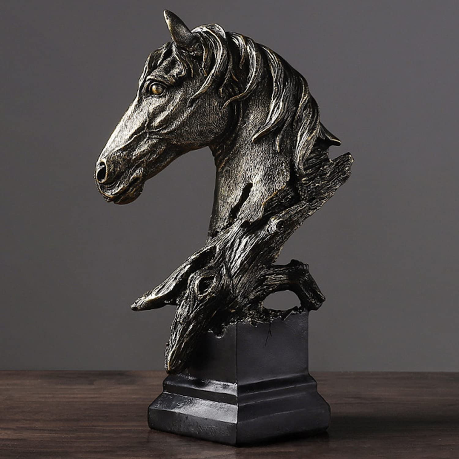 PIGPIGFLY Sculptures,Decorative Animal,Horse Head,Decorative Living Room,Abstract Sculpture,Home Store Decoration,Modern Living Room Ornaments(Black)