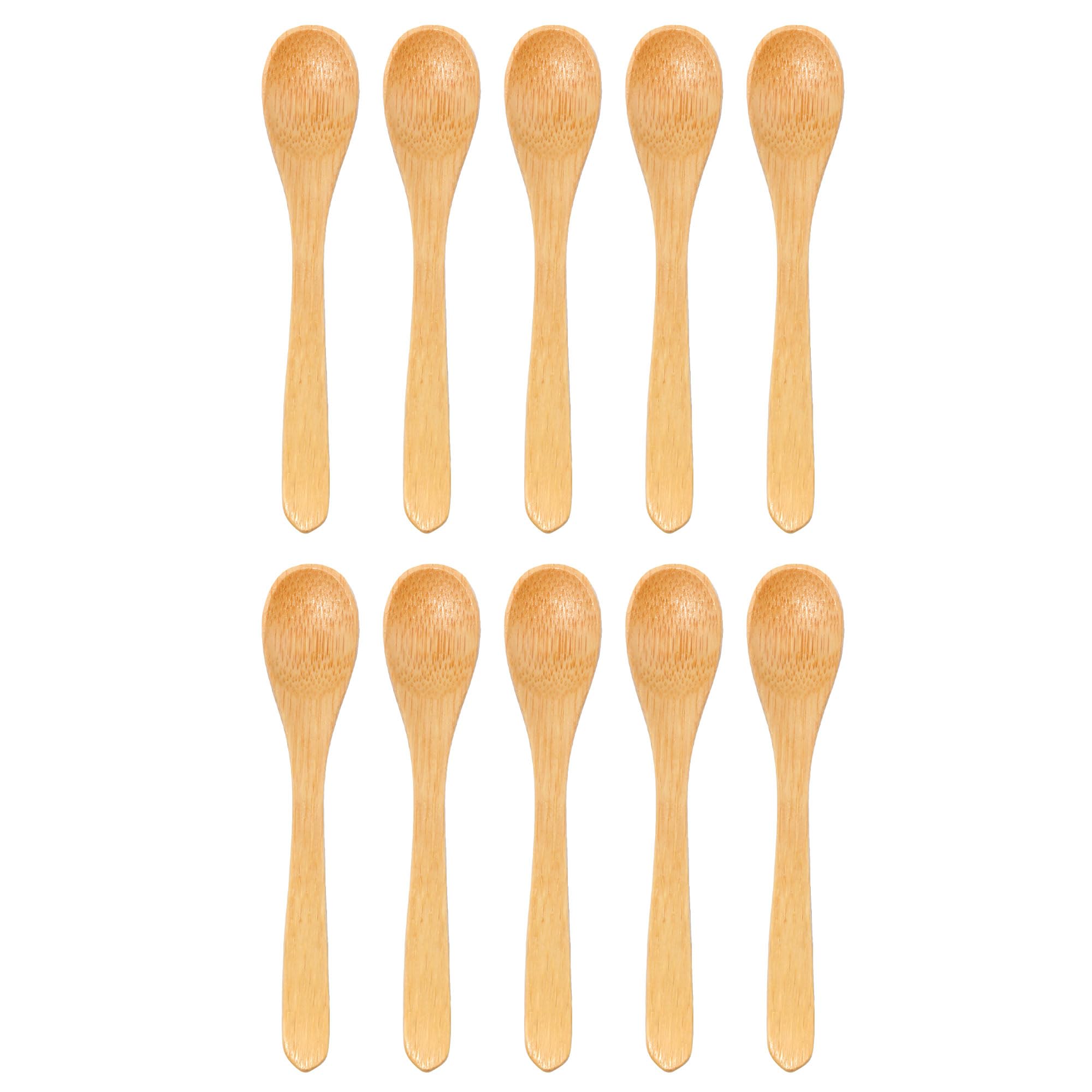 BambooMN Bamboo Spoons, Mini Salt Spoon/Tiny Wooden Spoons for Spices, Carbonized Brown Oval 4.3" - 10pcs