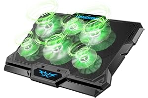 LIANGSTAR Laptop Cooling Pad, Laptop Cooler with 6 Quiet Led Fans for 15.6-17 Inch Laptop Cooling Fan Stand, Portable Ultra Slim USB Powered Gaming Laptop Cooling Pad, Switch Control Fan Speed Function (Green)
