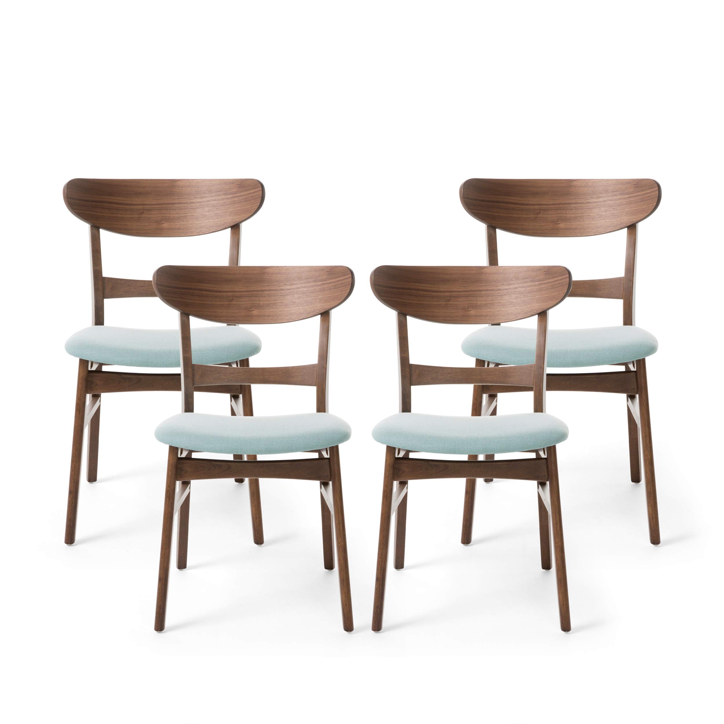Photo 1 of *MISSING PARTS - Missing some of the hardware*
Christopher Knight Home Griselda Mid-Century Modern Dining Chairs (Set of 4),Polyester and Birch Wood, Mint, Walnut