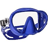 SCUBAPRO Ghost Scuba Dive Mask, Low-Volume Frameless Design w/Ultra Clear Single Lens, Silicone Skirt and Easy-Adjust Strap Buckles, Blue