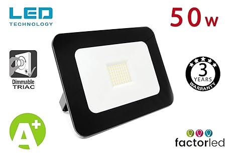 FactorLED Foco Proyector Exterior LED Luxury 50W Negro ...