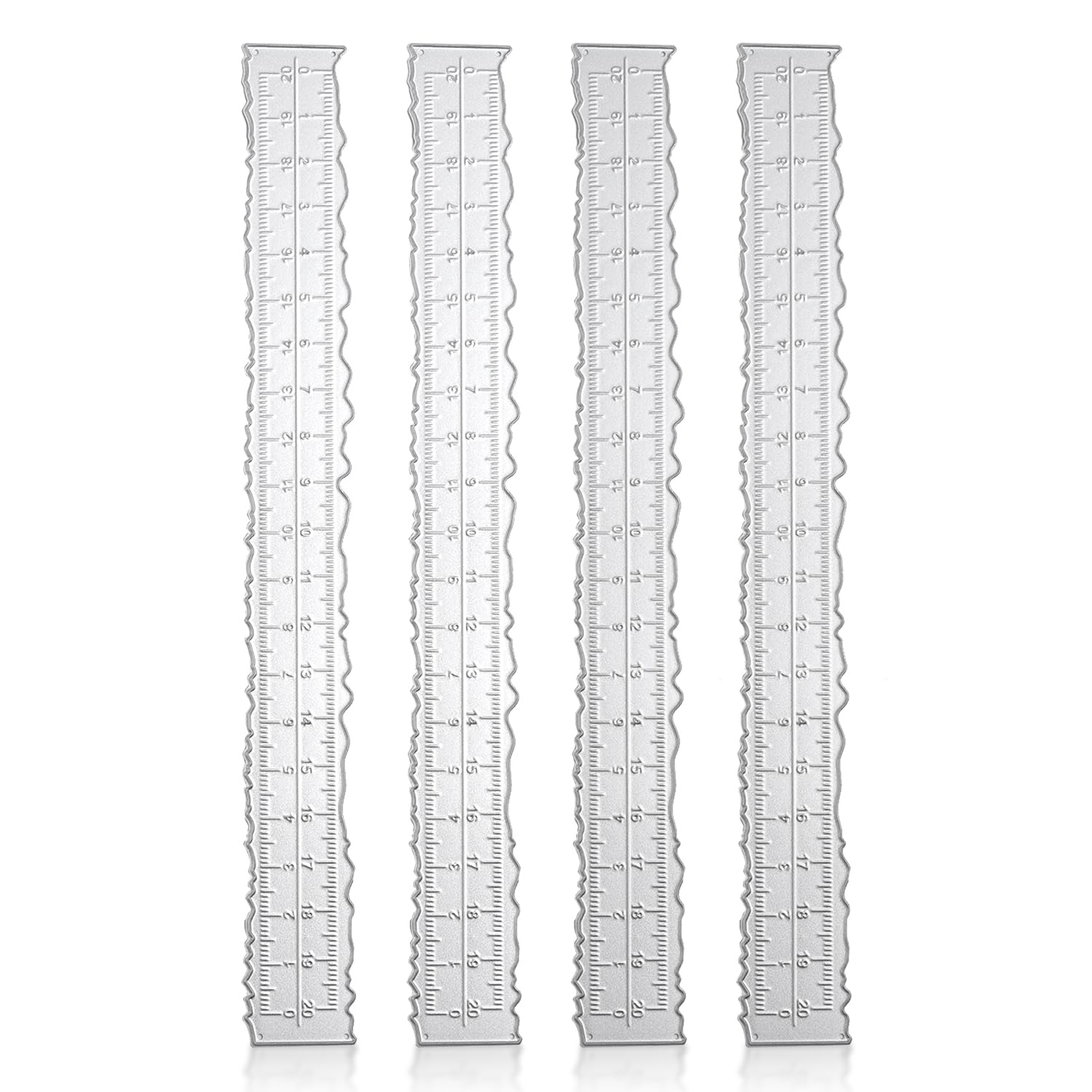 4pcs Irregular Edge Rulers, 8.46x0.98 Inch Metal Paper Tearing Rulers with Jagged Edge Craft Rulers Deckle Edge Rulers for Embossing Card Making Cutting Dies Scrapbook DIY Crafts