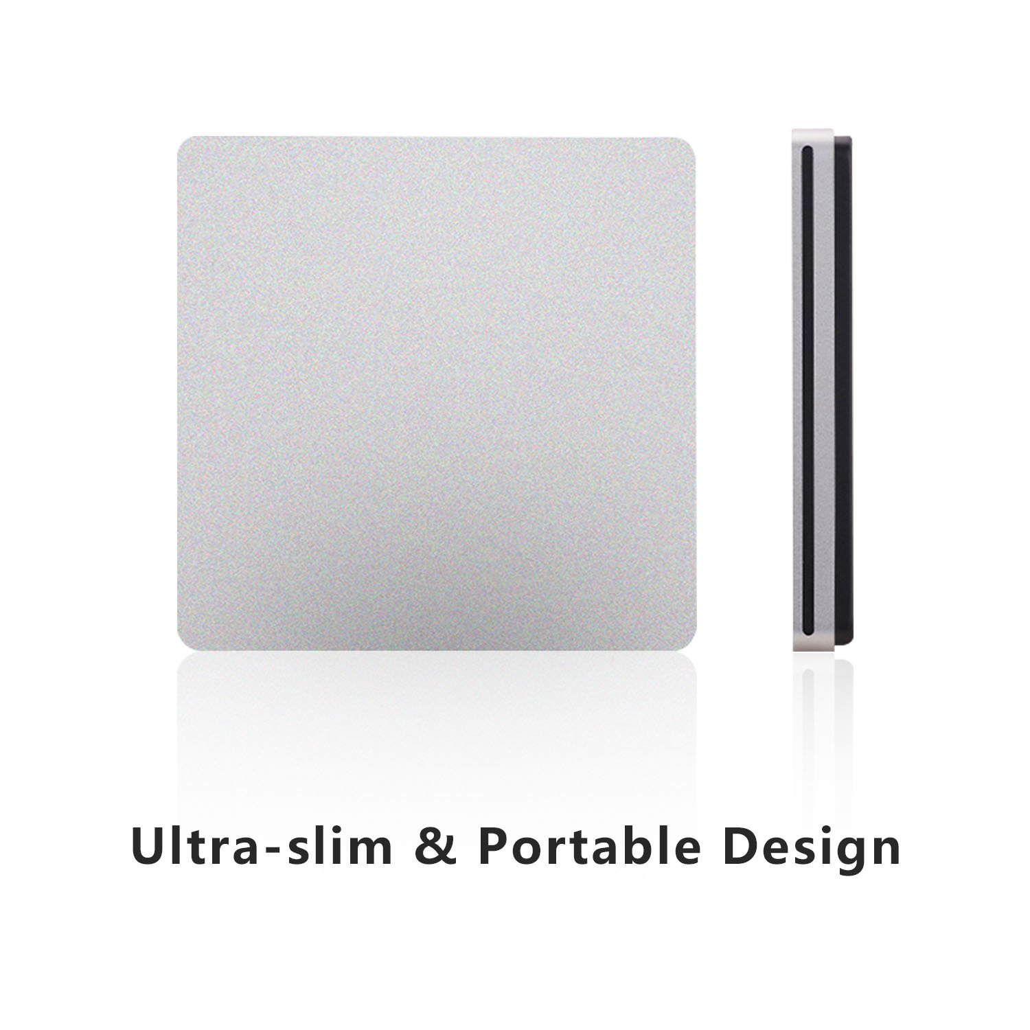 tengertang Type-C Super External Drive,USB Portable External DVD/CD Drive Burner/Reader/Rewriter for The Latest MacBook/MacBook Pro/ASUS/DELL Latitude with USB-C Port (Silver.)