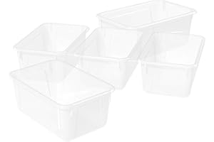 Storex Small Cubby Bin, 12.2 x 7.8 x 5.1 Inches, Translucent, 5-Pack (62461U05C)