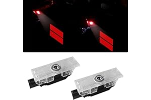 YOSRTER 2PCS Door Lights Logo for Dodge Challenger Accessories LED Ghost Shadow Welcome Puddle Projection Lamps for Dodge Challenger Interior Accessories(Red Double Stripe)