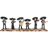 Ebros Traditional Charro Outfit Black Mariachi Band Musical Instrument Player Skeleton Figurine Day of The Dead Folk Musician Dias De Los Muertos Collectible (Set of 6 String and Wind Musicians)