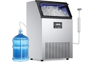 FADHOLE ETL Certified Commercial Ice Maker Machine 200LBS/24H, 45LBS Capacity Freestanding & Under Counter Ice Maker, Clear Ice Cubes Ready in 8-15min, Micron Water Purification Filter 99% impurities