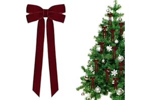 goemus 12 Pcs Red Velvet Christmas Tree Bows Door Garland Decor Vintage Wreath Bow Suitable for Christmas Trees (Burgundy)