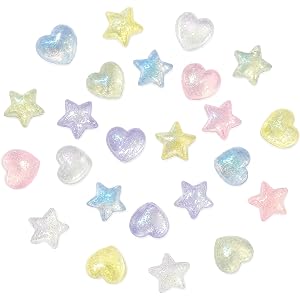 Leovqn 24Pcs Shoe Charms 3D Cute Star Heart Shoe Decoration Charm for Girl | Suitable for Clog Sandals