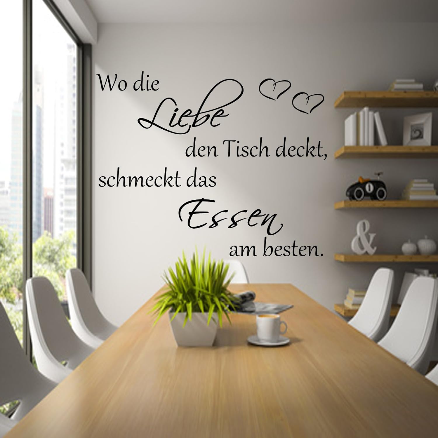 Wandtattoo Kuche Esszimmer Wo Die Liebe Den Tisch Deckt Schmeckt Das Essen Am Besten Braun 120cm X 60cm Amazon De Kuche Haushalt