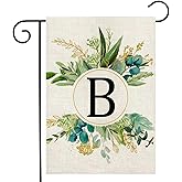Monogram Garden Flag For Outside, Monogram Letter B Garden Flags 12x18 Double Sided Floral Spring Garden Flags Family Last Name Initial Small Burlap Flag For Yard And Garden Decor (B)