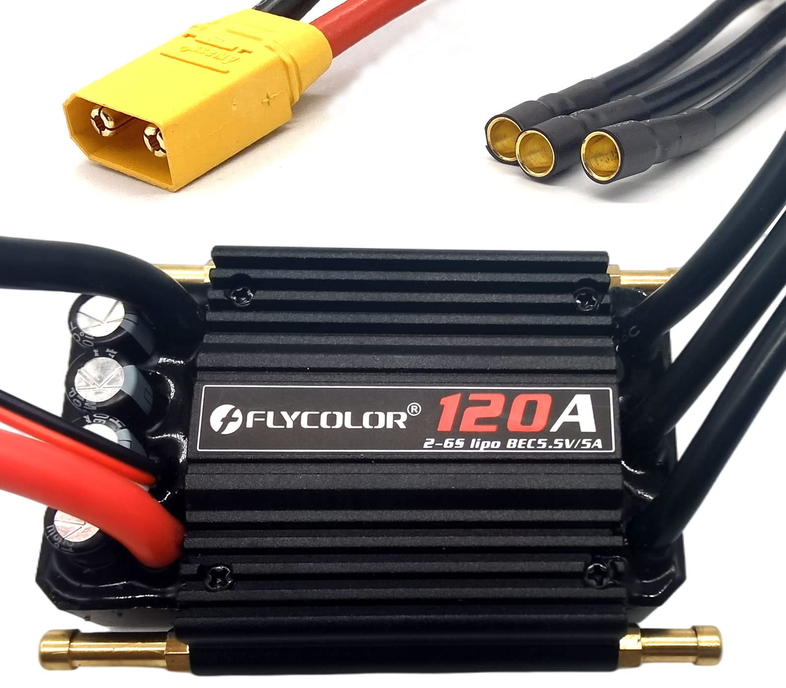 Photo 1 of FLYCOLOR 120A Waterproof Brushless ESC Electronic Speed Controller with 5.5V/5A BEC and XT90 4.0mm Banana Head Connector for Model Ship RC Boat