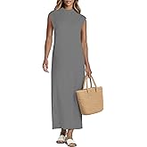 Summer Dresses for Women 2025 Maxi Long Mock Neck Sleeveless Sundress for Beach Church Work Casual HH25502