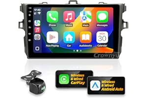 Crownyu for Toyota Corolla 2009-2013 Radio Compatible with Wirelessly Carplay Android Auto Upgrade Android Car Stereo Bluetooth Navigation Touchscreen GPS FM Multimedia Player Backup Camera Head Unit