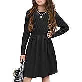 Meikulo Girls Textured Knit Sweater Dress Kids Long Sleeve A-line Fall Dresses 3-12 Years