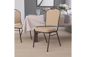 BizChair Crown Back Stacking Banquet Chair in Tan Vinyl - Copper Vein Frame