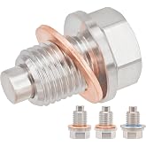 1PC M14x1.5mm Stainless Steel Engine Magnetic Oil Drain Plug Fits for Honda Accord Civic CR-V Odyssey, Acura Ford GM Mazda Hyundai KIA Audi VW RAM JEEP Yamaha Benz, More Vehicles, Replace DP001