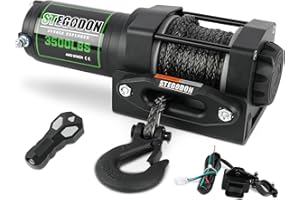 STEGODON 3500 lb Winch ATV UTV Electric Winch,12V Waterproof Winch Synthetic Rope Trailer Electric Winch with Wired Remote and Wireless Remote for ATV UTV Towing,Boat,Off-Road