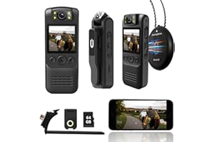 Muayb WiFi Body Camera 1080P HD Recorder 64GB with Audio&Video/180° Rotating Lens/Wireless Camera/Loop Recording/Image Mirroring/Back Clip for Cycling/Law Enforcement/Security/Travel