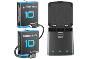 ActZone Battery Charger Station Compatible with Hero 10 Hero 9 Battery, 2 Pack Batteries for Hero 9 10 11 12 Black Camera AHDBT-901 ADDBD-001 ADBAT-211