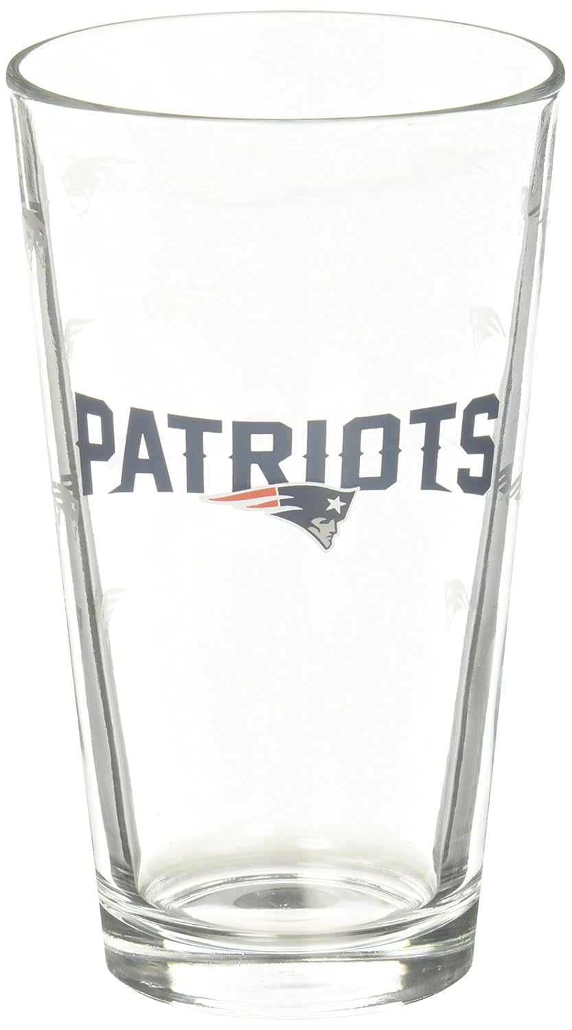 New England Patriots Satin Etch Pint Glass Set