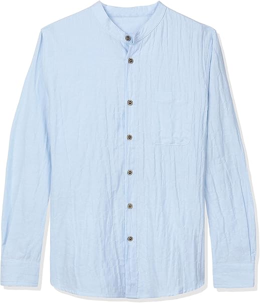 slim fit band collar shirt