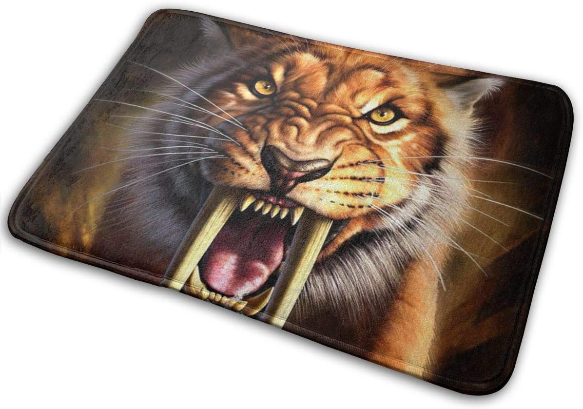 Saber Tooth Tiger Door Mat, Easy Clean