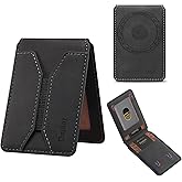 Denior Magnetic Wallet 4 Card Slots Capacity for 5-6 Cards, Ultra Slim RFID for Magsafe Phone Wallets, PU Leather & Elastic Band Card Holder Compatible with iPhone 17/16/15/14/13/12 Series (Black)