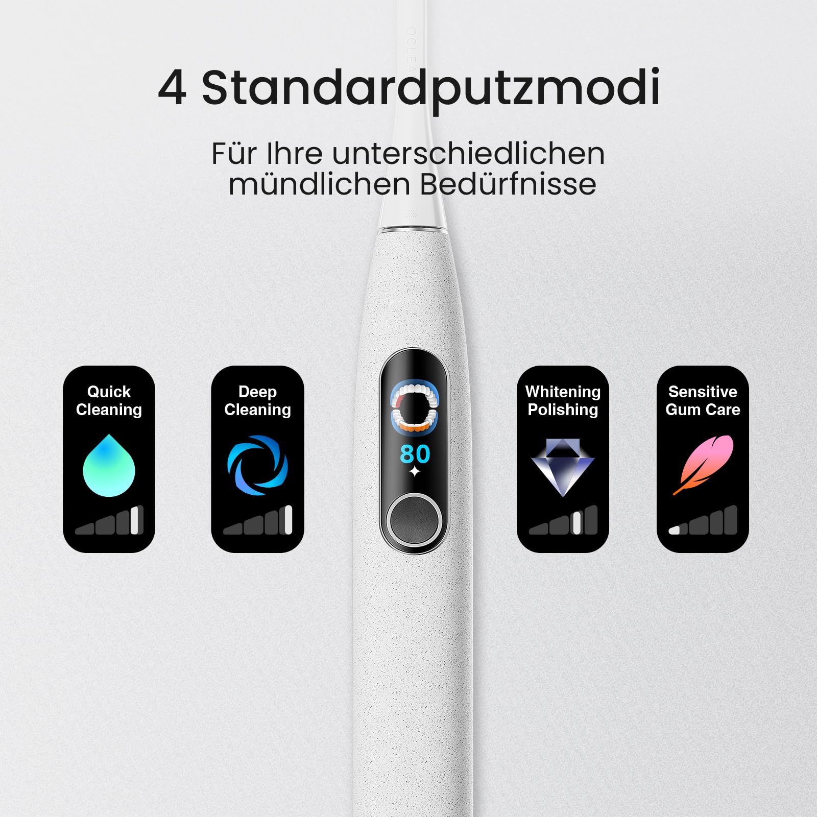 Oclean elektrische Zahnbürste X Elite 10, Touchscreen mit 12 Bereichsverfolgung, 5 Putzmodi Schallzahnbürste mit Timer, 40 Tage Akkulaufzeit Sonic Electric Toothbrush, 45dB, Grau 2