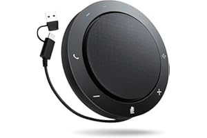 NEWORK Bluetooth Speakerphone for Conference Calls – AI Noise Reduction, 2 Mics, 5W Speaker, USB-C & USB-A Adapter, 10-14H Playtime, Compatible with Zoom/Teams/Skype/Meet