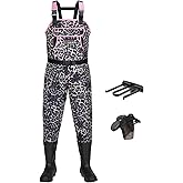 HISEA Womens Chest Waders, 4.5mm Neoprene Leopard Hunting Wader for Women with Insulated Boots, Waterproof Fishing Waders
