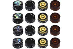 Samherome 4 Colors 16pcs Classic Dark Colors Electric Guitar Knobs Top Hat Volume Tone Control Knobs Turning Speed Control Knob Vintage Pedal Control Knobs (Classic Dark Colors)