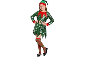 Frekuyrt Girls Elf Costume Set Christmas Elf Dress Xmas Holiday Party Dress Outfit