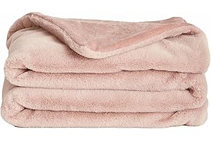 UnHide Lil’ Marsh - Faux Fur Blanket - Durable, Lightweight, Extra Soft Blanket - Machine Washable - Add a Layer of Softness to Any Bed, Couch, or Reading Chair - Rosy Baby, Small (50” x 60”)