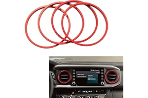 JDMCAR Compatible with Toyota Tacoma Accessories 2016-2022 2023 Premium Aluminum Alloy A/C Vent Ring Outer Trim Decoration Covers fit 2016-2023 Tacoma A/C Outlet Vent -(4 pcs Set, Red)