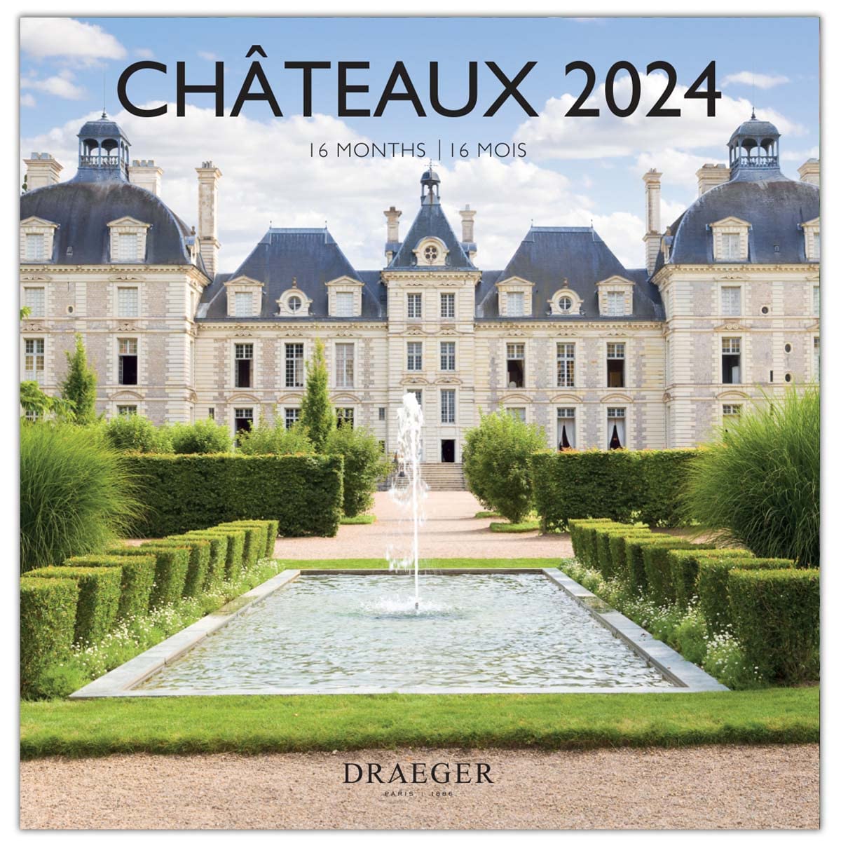 DRAEGER PARIS | Large Wall Calendar Castle 2024 Hanging 29 x 29 cm | 16 Months Sep-23 to Dec 24 | 7 Languages | Office Calendar, Home, Monthly | Decoration, Organization | FSC® Certified Paper