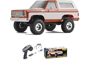 FCXㅤ FCX24 FMS 1/24 RC Crawler Chevy K5 Blazer Officially Licensed, Mini RC Car Pick Up Truck & SUV 2 in 1, 4WD 8km/h 2 Speeds Switch, 2.4GHz 3CH Off-Road RC Model with LED Lights for Adults (Orange)