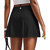 PINSPARK Women Tennis Skirts Invisible Elastic Waist Golf Skort with 2 Pockets Stretchy Athletic Skirt for Pickleball Workout