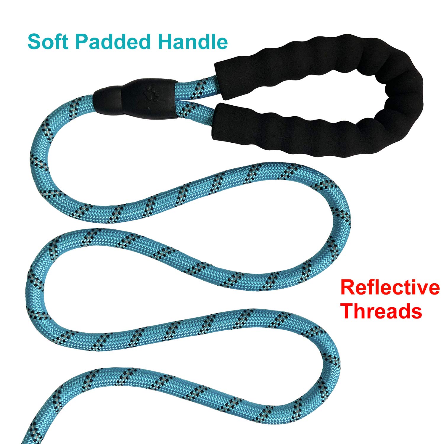 LLGLEU 5FT Hundeleine mit Bequemen Gepolsterten Griff Starke Reflexnähte der Trainingsleine für Sicherheit Nachts, eignet für Alle Größe Hunde (Schwarz & Blau)