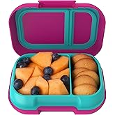 Bentgo Kids Snack - 2 Compartment Leak-Proof Bento Box Container for Snacks and Small Meals, Easy-Open Latch, Dishwasher Safe, BPA-Free for School, Daycare, & Sports - Ideal for Ages 3+ (Fuchsia/Teal)