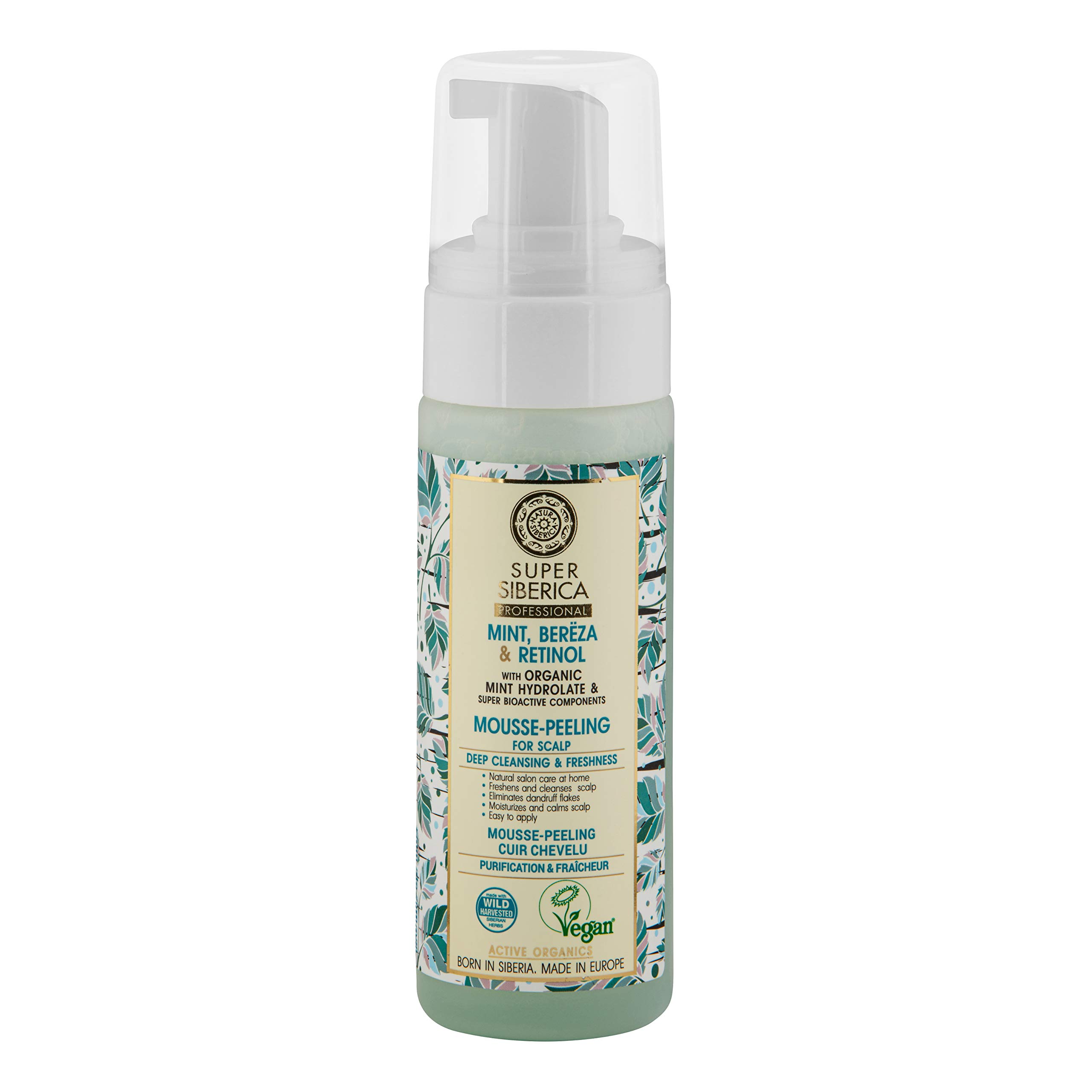 Natura Siberica Super Mint, bereza & retinol. Mousse-peeling for scalp, 170 ml