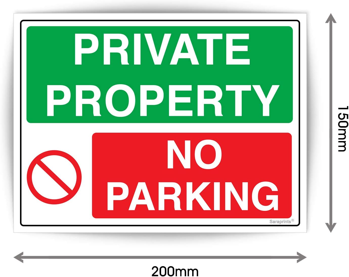 Pack of 2 No Parking Signs Self adhesive Waterproof Vinyl Private No Parking Signs 150mm x 200mm V1181, green|red|white, 150 x 200 mm - Image 4
