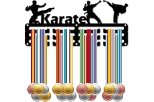 CREATCABIN Karate Medal Hanger Display Medal Holder Wall Mount Rack Small Iron Frame Japanese Combat Sports Medal Hook for Hanging Medals Badges Souvenirs Fighting Athlete Medalist 11.4 x 5.1Inch
