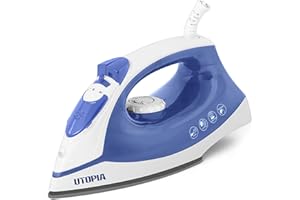 Utopia Home1200 Watt Steam Iron with Nonstick Soleplate - Small Size Light Weight - Best For Travel - Powerful Steam Output -